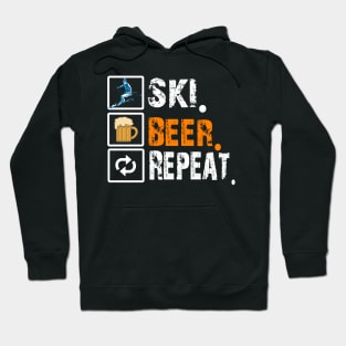 Funny Ski Beer Repeat Skiing & Skiers Hoodie